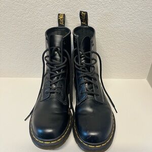Dr. Martens Classic Black Boots with Yellow Accents